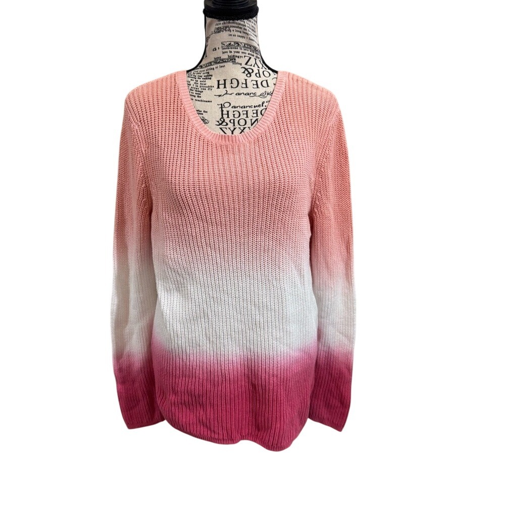 Talbots Women's Pink and White Ombre Sweater